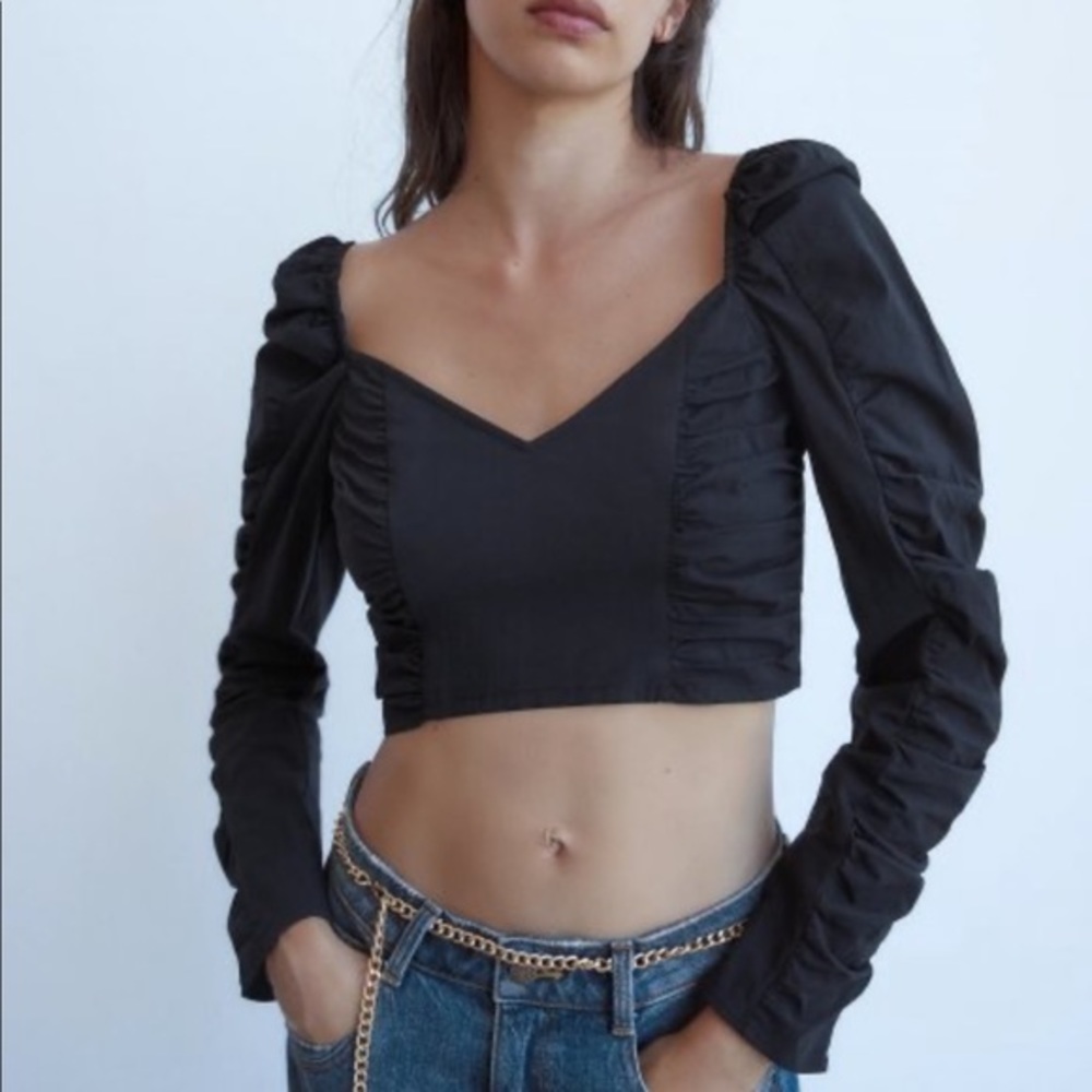 Zara NWT black crop top